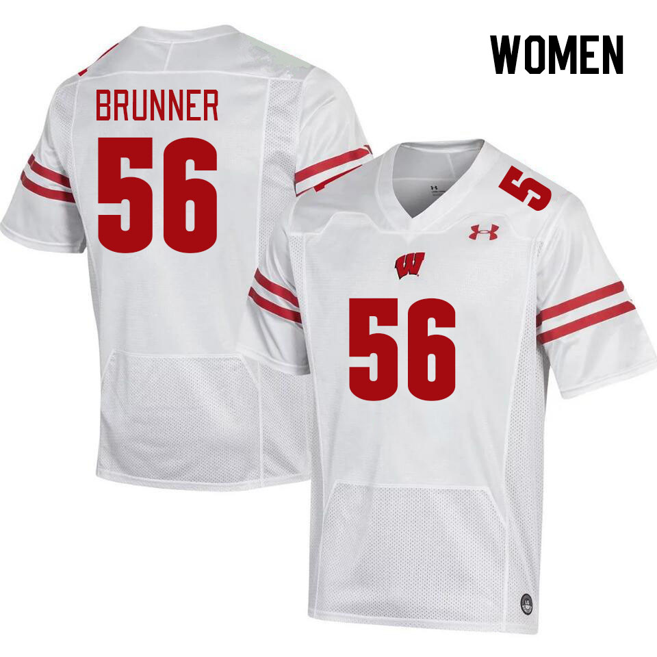 Women #56 Joe Brunner Winsconsin Badgers College Football Jerseys Stitched Sale-White